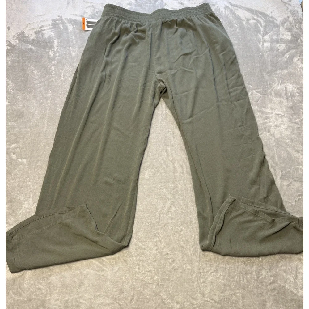 Three Dots Pants Womens XXL Green Elastic Pull On Wide Leg Pockets Rayon NWT - Picture 12 of 12